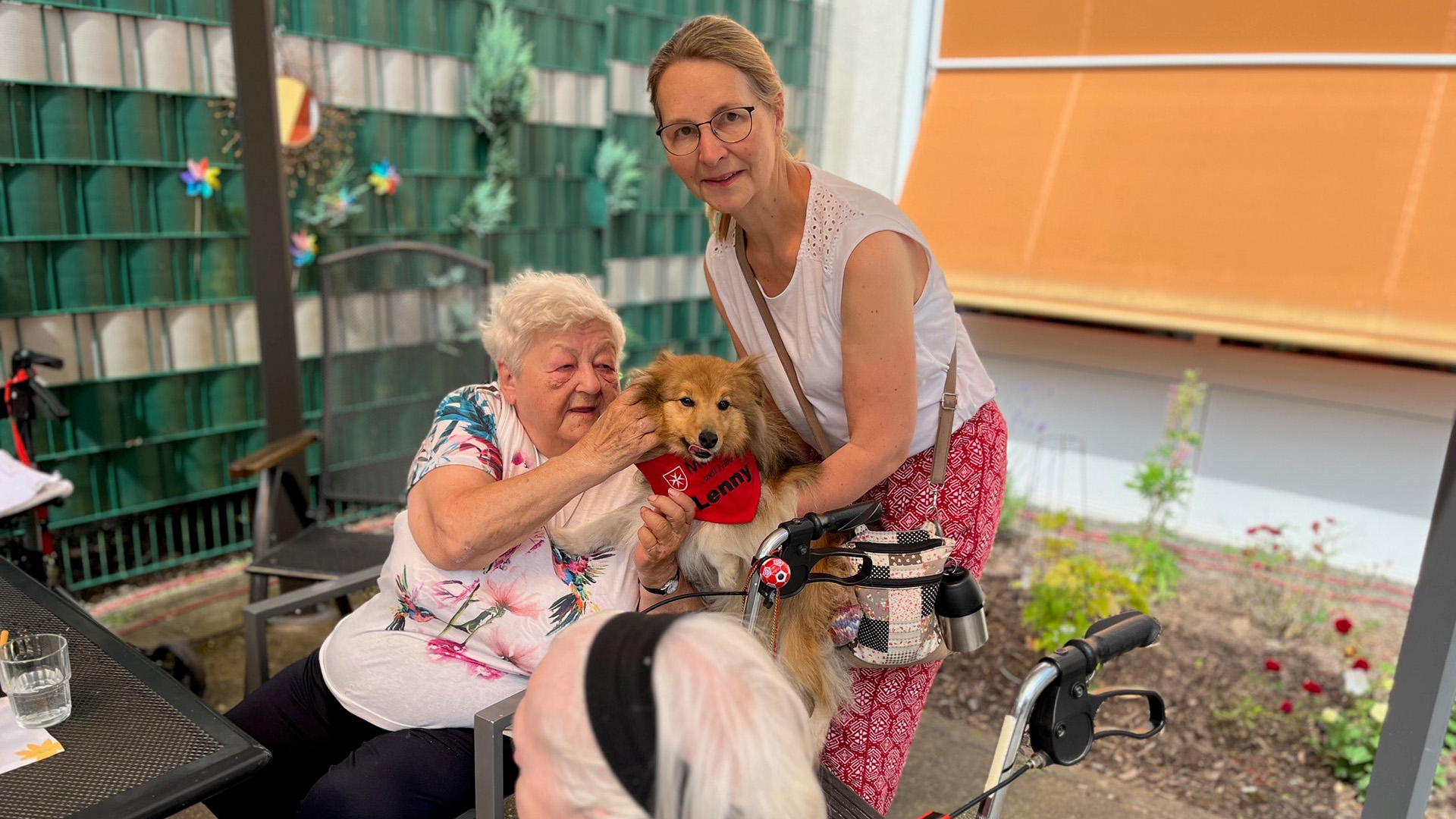 Besuchshund Lenny sorgt für Freude bei den Senioren (Bild: M. Panzer).