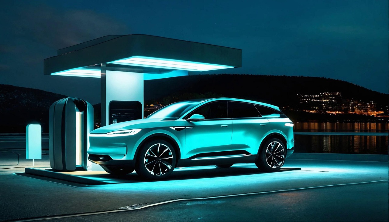 Elektroauto an Tankstelle